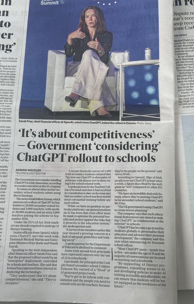 McHaleCaroline's tweet image. Interesting on ChatGPT… by supporting AI literacy programs, expanding access to AI and developing policies to make AI training accessible and affordable, we can ensure that students will be better equipped as the workforce of the future! #Education #seniorcycle #TY #LCVP #LC