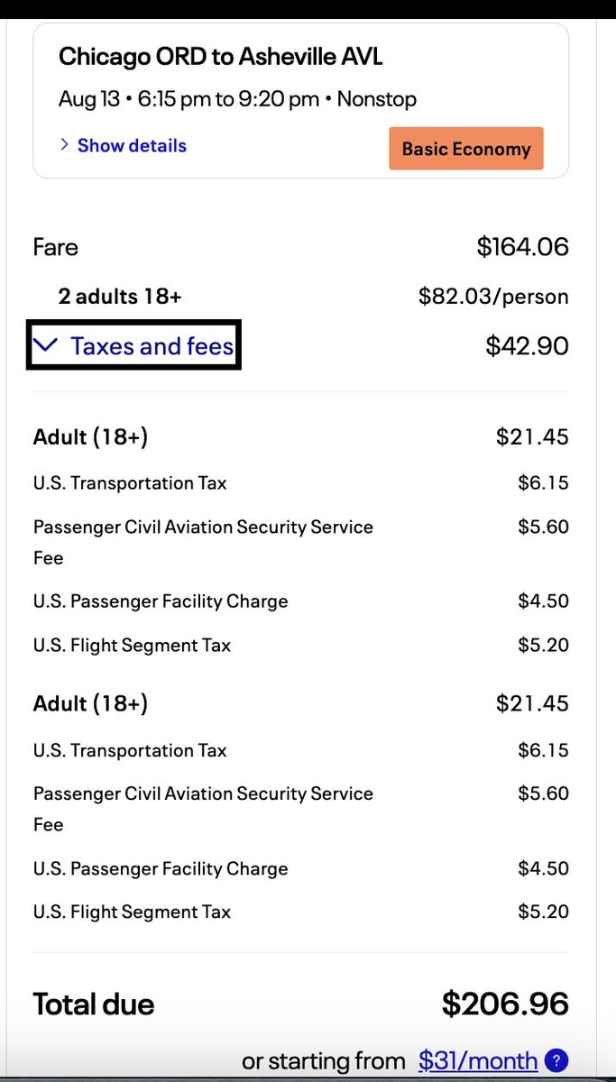 These United flights from Chicago to Asheville this summer are even worse. 

$223 for one passenger ... or less than $207 TOTAL for two passengers.

That's right: It's cheaper to book a trip for two travelers than one. Wild.