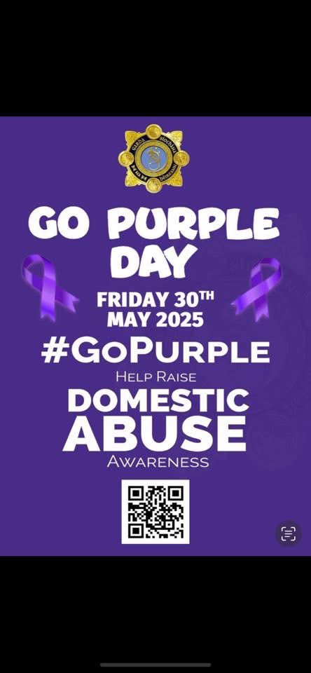 Gopurple day Friday 30th May. Join us in the @thebridgeshoppingcentre and O Connors Square between 11 and 2pm to raise awareness of domestic abuse.