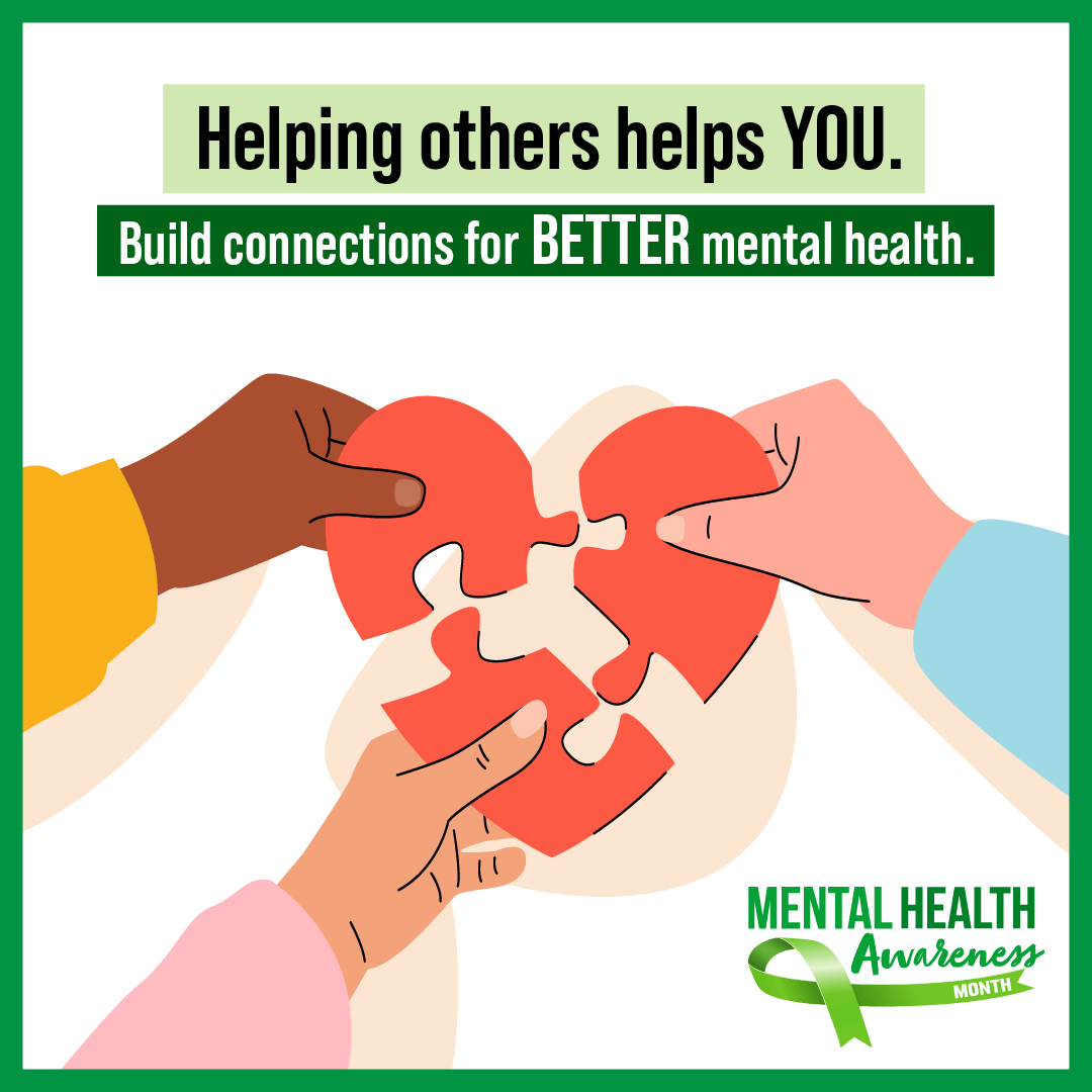 🫶 Volunteering, helping a friend or neighbor, or teaching someone a new skill fosters a feeling of connection and is good for your mental health! During #MHAM2025 and beyond, make a difference in someone’s life. samhsa.gov/find-support/h…