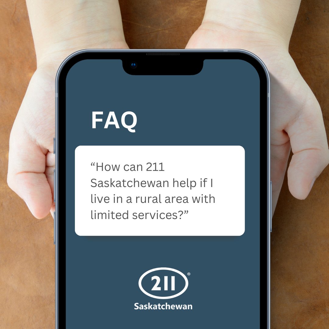 211sask's tweet image. FAQ: “How can 211 Saskatchewan help if I live in a rural area with limited services?”
Even in areas with few local supports, we can connect you to the closest available services. We also track gaps in services to help inform future improvements. sk.211.ca