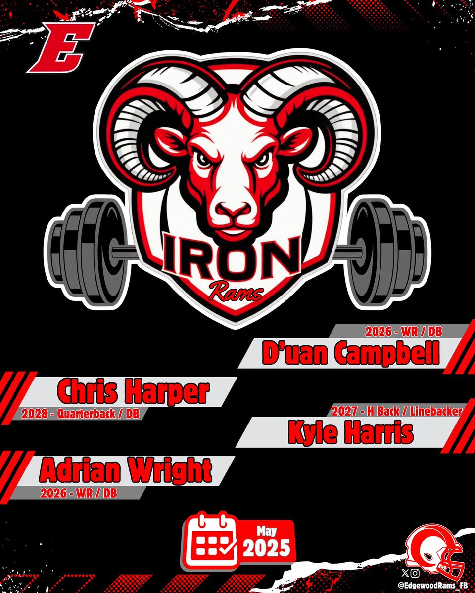 May 2025 Iron Rams! Keep leading by example and pushing each other through the offseason!
