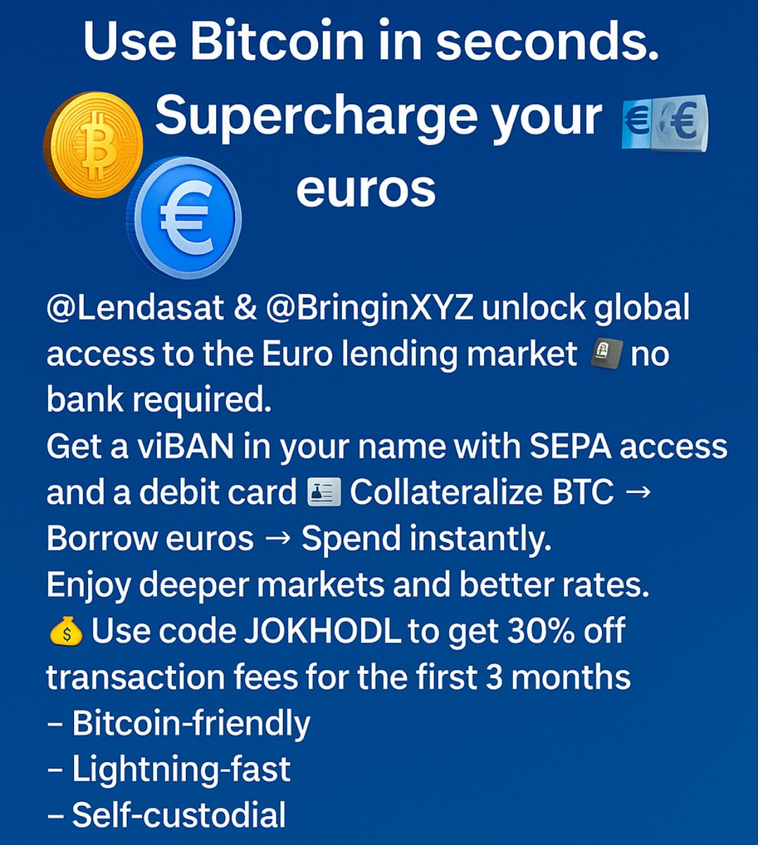 JokHodl's tweet photo. ⚡️ Bitcoin-friendly
Lightning-fast
Self-custodial
Start now 👉 https://t.co/Ucyw3oAC55
#Bitcoin #Bringin #LightningNetwork #SelfCustody #PayWithBitcoin #Lendasat #FinancialFreedom #jokhodl
@lendasat @bringinxyz https://t.co/qt2DJiwKNr