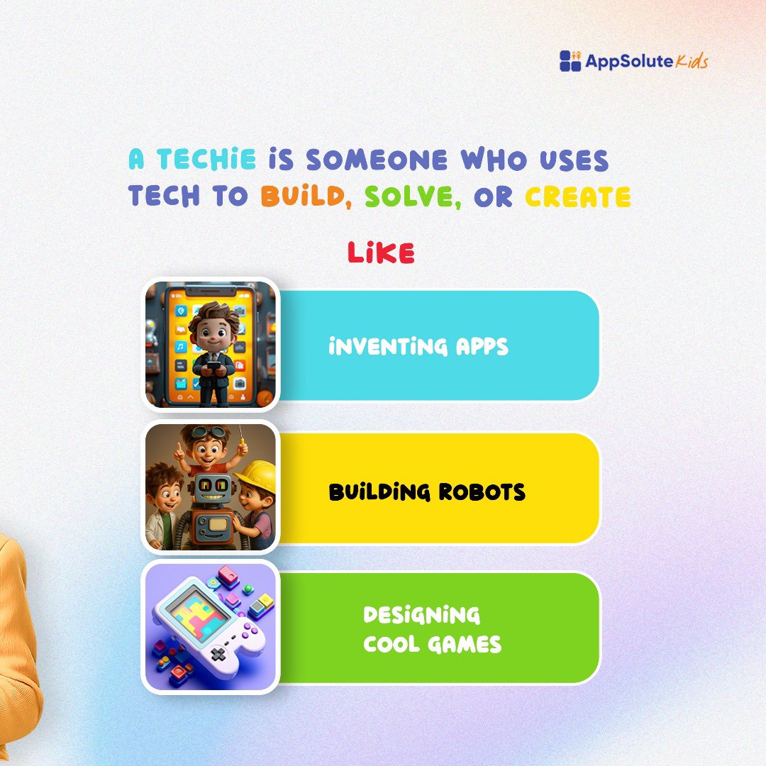 Appsolute_Kids's tweet image. Being a techie starts with believing you can.
Ask questions. Try things.
You’re smarter than you think.
#techiekids #curiousminds #funwithtech #kidstechies #buildwithtech #exploreandcreate #techforkids #everydaytech #kidsintech