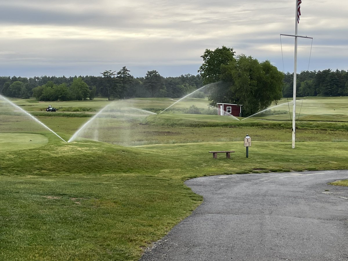 If you’re think about canceling your tee time today, think again. 50% chance of rain, .02” is the current forecast. The range will be closed until around 9:00 for mowing.