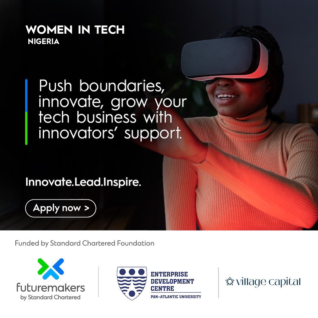 Are you a woman in tech building something bold?
The WITI 6 program is back! Gain access to:
✅ Top mentorship
✅ Investor connections
✅ Business support
✅ Tech training
Apply now 👉 bit.ly/WITINigeria
<a href="/EDC4SME/">Enterprise Development Centre</a> x <a href="/StanChartNG/">StanChart NG</a>

#WITINigeria #WomenInTechNG #Futuremakers