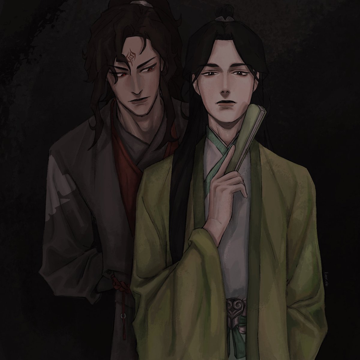 obessed_01's tweet image. Shen Qingqiu should have known where Binghe is at all times, for he is forever behind his lovable Shizun.
#fanart #svsss #ShenQingQiu #LuoBinghe