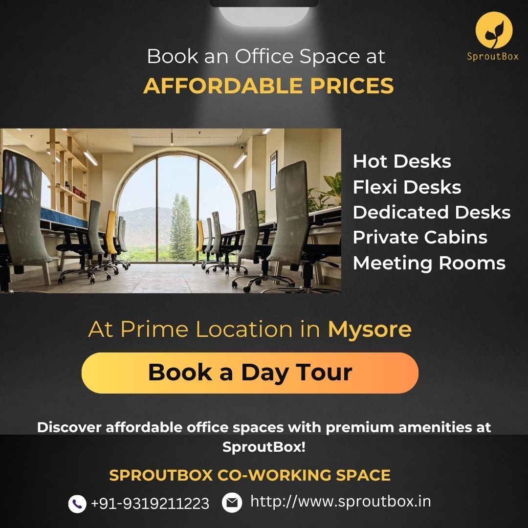SproutBoxIN's tweet photo. Need an office that works for you?
Rent a fully-equipped space at SproutBox Coworking in Mysore!
✅ Private Cabins
✅ Fast WiFi
✅ Central Location
Perfect for teams &amp; founders.

#OfficeRental #SproutBoxCoworking #MysoreOffices https://t.co/wWm2F3yjdo