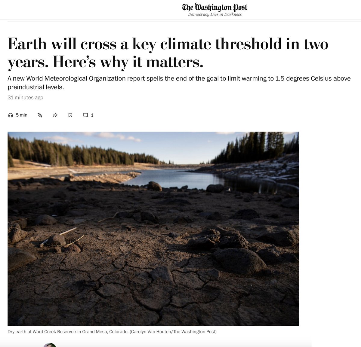 JunkScience's tweet photo. Seven points why the Earth will not "cross a key climate threshold in two years":

1. The claimed 1.5°C  "threshold" is not a threshold determined by any sort of science and has no physical meaning.

2. The 1.5°C estimation is not possible to confirm. Between: the urban heat island effect; lack of global temperature data, especially historical; and climate hoaxer temperature manipulation, the difference between pre-industrial temperatures and present temperature is pure guesswork.  

3. Even accepting for the sake of argument the climate hoaxer idea of a temperature threshold and its estimation, the Earth has exceeded 1.5°C since the apparent 2023-2024 warming spike. 

4. As the WMO has so far incorrectly predicted its own threshold, why start believing it now?

5. There is no direct evidence that any sort of warming anywhere is due to GHG emissions.

6. Recall that it was as warm or warmer 1,000 years ago and warmer during the last three  interglacial periods. https://t.co/WUgKU5n48E

7. Last but not least, it's been overall cooling for 485 million years, and warming for the asteroid 20,000. https://t.co/wu7T931fhC

https://t.co/ZaJjpmsnYS