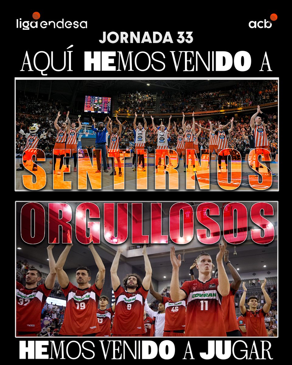 🫶 De todas las cosas que nos hacen 𝙨𝙚𝙣𝙩𝙞𝙧 𝙤𝙧𝙜𝙪𝙡𝙡𝙤𝙨𝙤𝙨, lo que nos habéis regalado esta temporada desde <a href="/basquetcoruna/">Leyma Basquet Coruña 🍊</a> y <a href="/CoviranGranada/">Coviran Granada</a>... está en lo más alto.

Y antes de arrancar la última jornada de #LigaEndesa, solo queríamos parar a decir.

G R A C I A S 👏