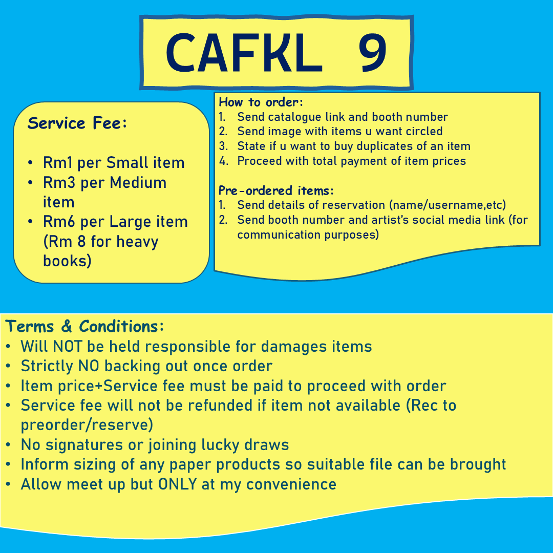 LK_Rose116's tweet photo. Cafkl9 PS service (Personal Shopper service for Comic Art Festival 9)

#pasaranimemy
#pasaranime
#acgeventmalaysia
#cafkl
#cafk19
#cafkl2025
#comicfiesta2025
Booth list
https://t.co/nH7PMzWdPC

DEADLINE is 31st May
Feel free to inquire!
[Please help RESHARE] Ty
Continue... https://t.co/jj08V71iBm