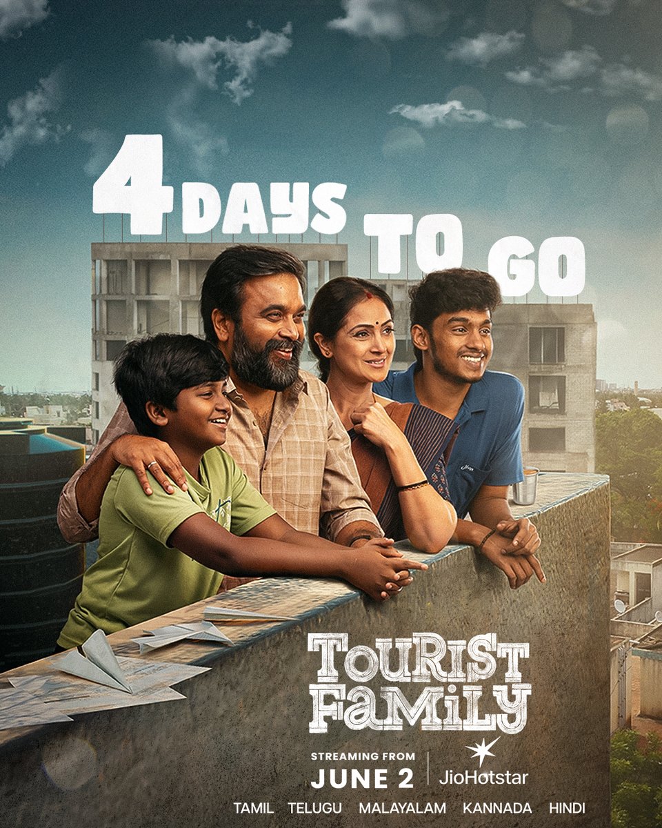 JioHotstar Tamil (@jiohotstartam) on Twitter photo Your watchlist gets a warm upgrade in 4 days ❤️
#TouristFamily streaming from June 2 on #JioHotstar
<a href="/abishanjeevinth/">Abishan Jeevinth</a> @RSeanRoldanmusical <a href="/sasikumardir/">M.Sasikumar</a> <a href="/SimranbaggaOffc/">Simran</a> <a href="/Foxy_here03/">Aravind Viswanathan</a> <a href="/barathvikraman/">Barath Vikraman</a> <a href="/Yuvrajganesan/">Yuvaraj</a> <a href="/mageshraj/">magesh</a> <a href="/MithunJS5/">Mithun Jai Sankar</a> <a href="/iYogiBabu/">Yogi Babu</a> @dirbucks <a href="/thilak_ramesh/">Ramesh Thilak</a> Your watchlist gets a warm upgrade in 4 days ❤️
#TouristFamily streaming from June 2 on #JioHotstar
<a href="/abishanjeevinth/">Abishan Jeevinth</a> @RSeanRoldanmusical <a href="/sasikumardir/">M.Sasikumar</a> <a href="/SimranbaggaOffc/">Simran</a> <a href="/Foxy_here03/">Aravind Viswanathan</a> <a href="/barathvikraman/">Barath Vikraman</a> <a href="/Yuvrajganesan/">Yuvaraj</a> <a href="/mageshraj/">magesh</a> <a href="/MithunJS5/">Mithun Jai Sankar</a> <a href="/iYogiBabu/">Yogi Babu</a> @dirbucks <a href="/thilak_ramesh/">Ramesh Thilak</a>