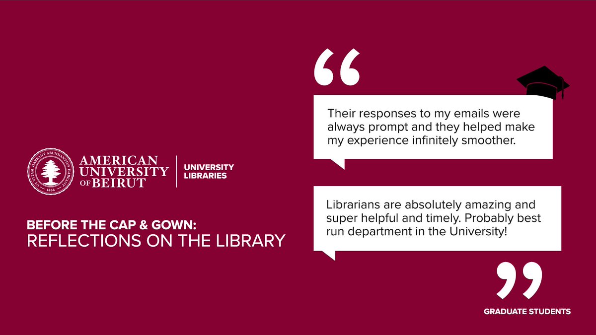 AUB Libraries (@aublibraries) on Twitter photo Some feedback from graduate students after submitting their theses!
<a href="/AUB_Lebanon/">American University of Beirut</a>
#aublibraries #feedback #thesis Some feedback from graduate students after submitting their theses!
<a href="/AUB_Lebanon/">American University of Beirut</a>
#aublibraries #feedback #thesis