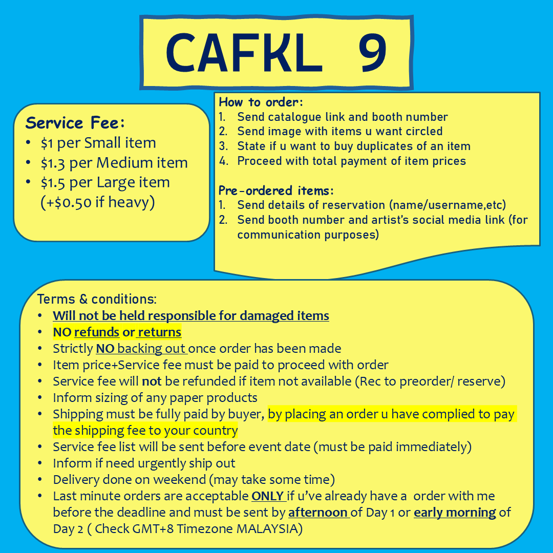 LK_Rose116's tweet photo. Cafkl9 PS service (Personal Shopper service for Comic Art Festival 9)
INTERNATIONAL 

#pasaranimemy
#pasaranime
#acgeventmalaysia
#cafkl9
#cafk19
#cafkl2025
#comicfiesta2025
Booth list
https://t.co/8cW3epysQP...
DEADLINE is 31st May
Feel free to inquire!
[Please help RESHARE] Ty https://t.co/I2kQYw1ri8