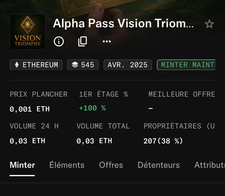 TedBenNft31's tweet photo. π¨ Floor price has just moved to 0.001 ETH π₯
Only 10 NFTs left to mintβ¦ ποΈπ
This is where things get serious ποΈβ¨
Secure your Vision Triomphe Pass before itβs too late.
#NFT #VisionTriomphe #AlphaPass #Web3 #MintNow ππ
https://t.co/kc6MpA6L1I⦠https://t.co/ZmD4GuQfcM