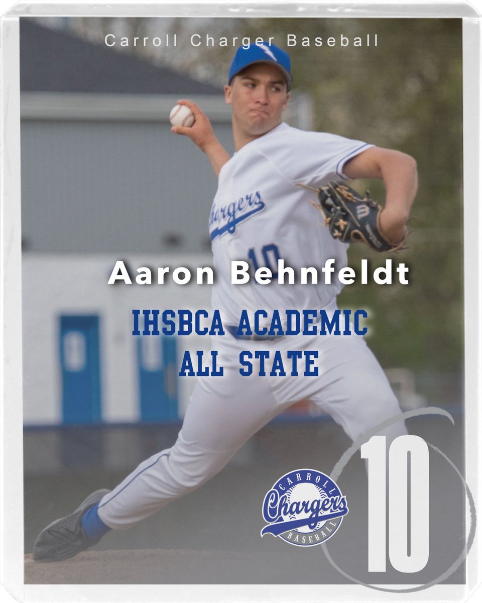 Congratulations to Aaron Behnfeldt on earning IHSBCA Academic All-State.  Great work in the classroom and on the field.