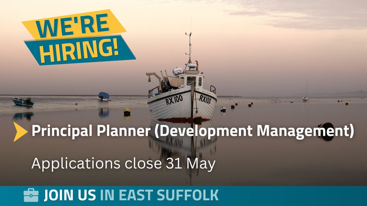 We are currently looking for a Principal Planner to join our Development Management Team.

The role is based at either Melton or Lowestoft.

Applications close 31 May

Find out more and apply: bit.ly/4k19kAs

#JoinEastSuffolk