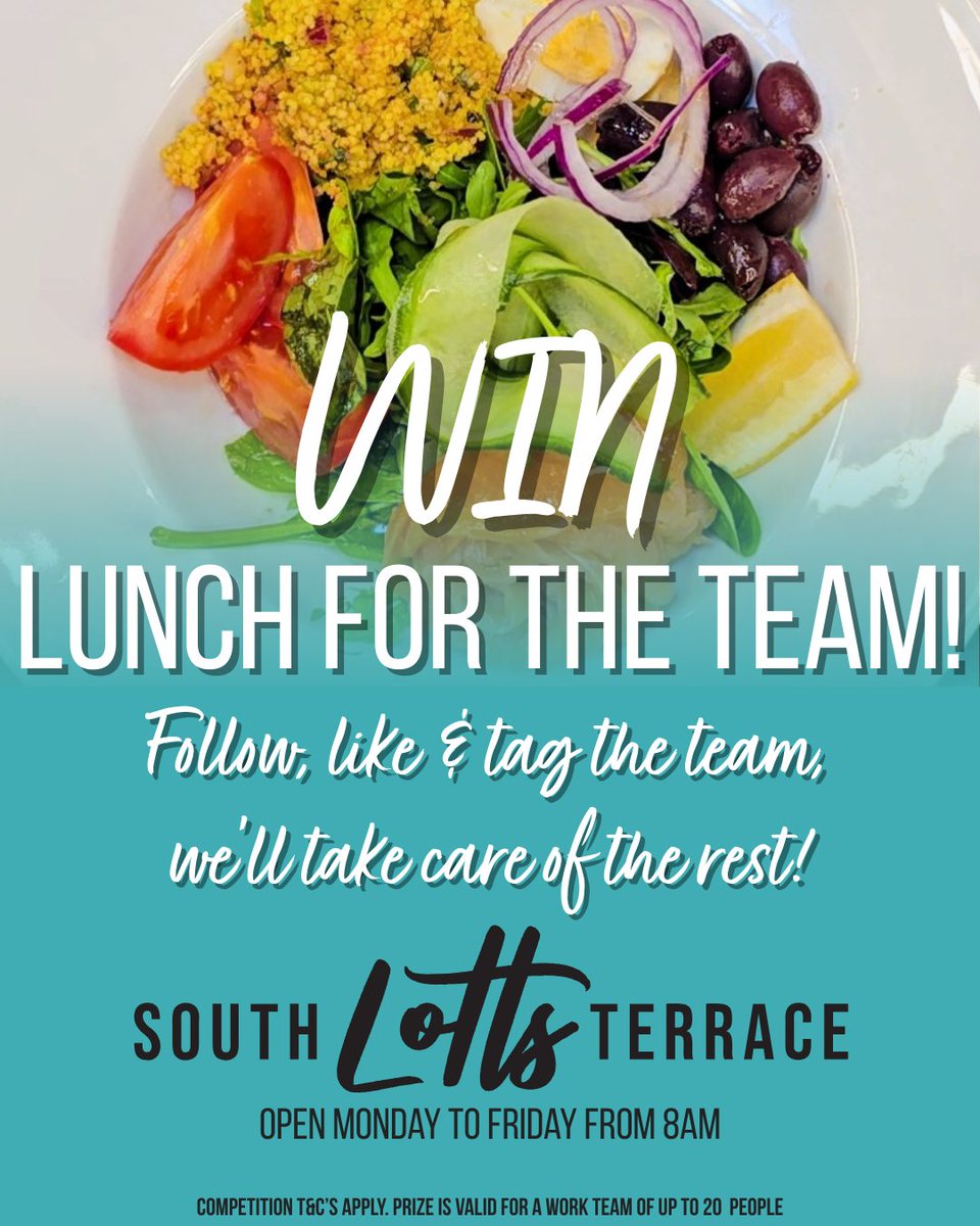 Win lunch for your office crew!

Follow us, like &amp; tag your teammates to enter.

Free lunch for up to 20 people at South Lotts Terrace, Dublin.

Open Mon–Fri from 8AM.

#DublinFood #SouthLottsTerrace #FreeLunch #TeamPerks