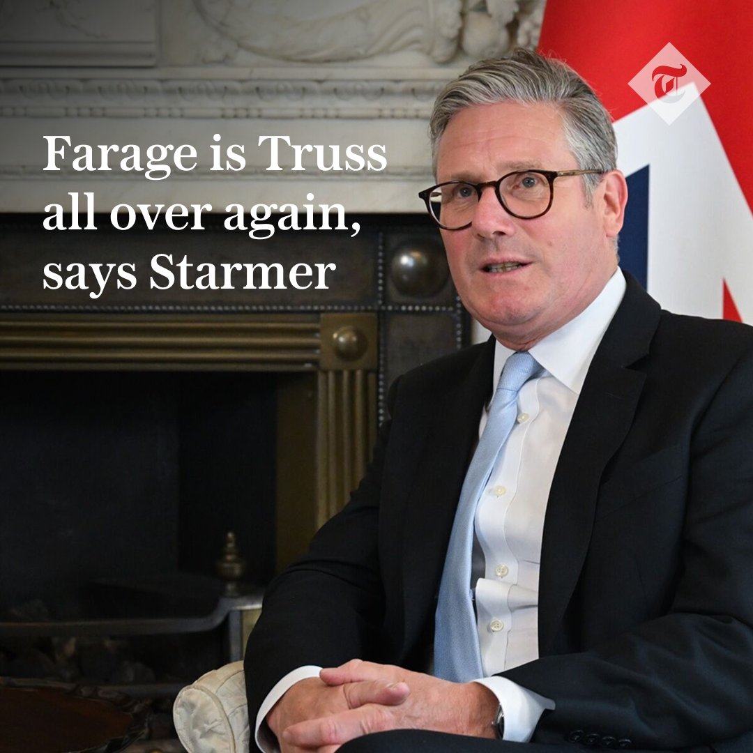 🗣️ Sir Keir Starmer claimed Nigel Farage’s economic plans would be “Liz Truss all over again” as he launched a ferocious attack on the Reform UK leader.

Read more here 👇
telegraph.co.uk/politics/2025/…