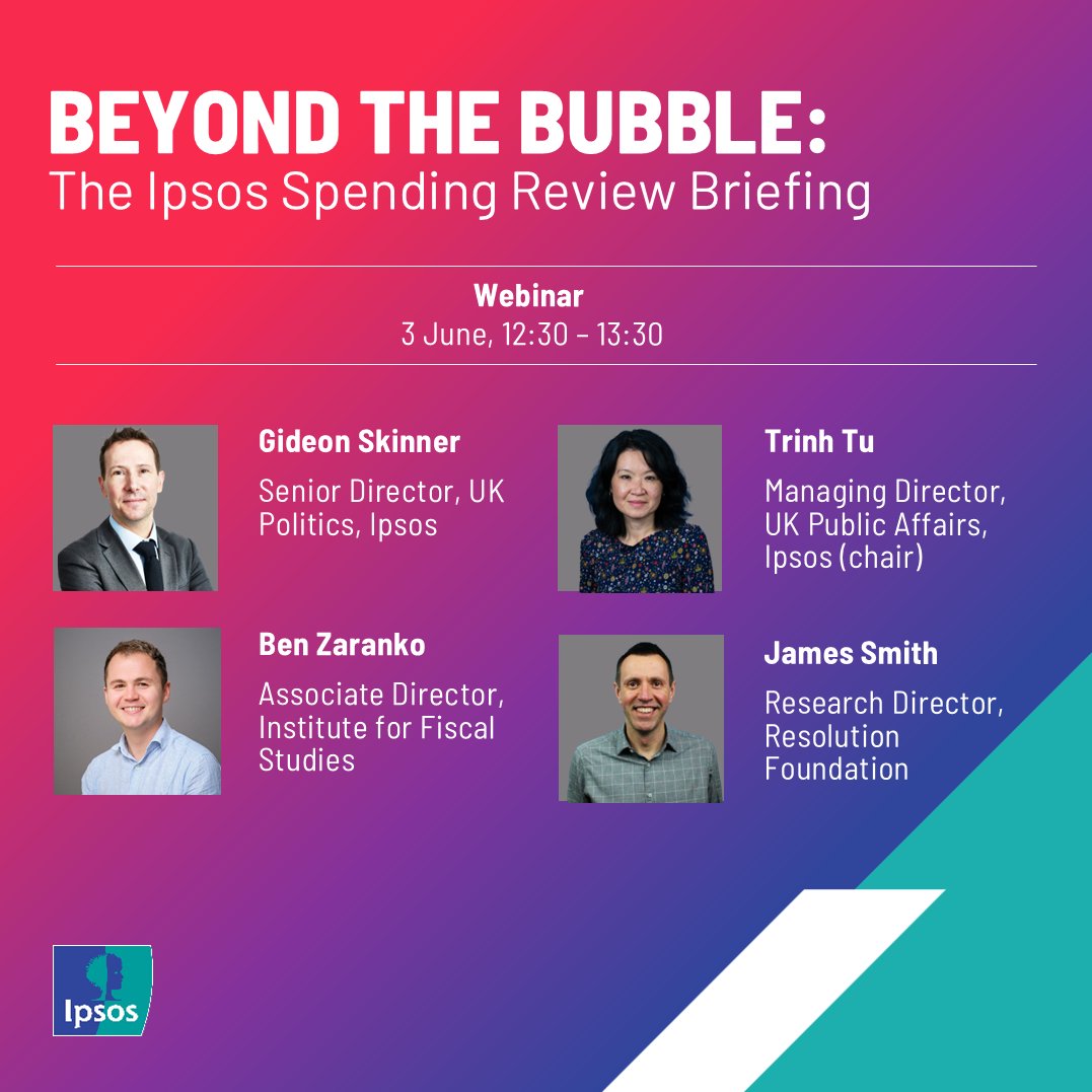 Ipsos UK (@ipsosuk) on Twitter photo As anticipation builds around the upcoming Spending Review, join us for a thought-provoking briefing chaired by <a href="/TrinhIpsosUK/">Trinh Tu</a> 💭💷
<a href="/GideonSkinner/">Gideon Skinner</a> <a href="/BenZaranko/">Ben Zaranko</a> & <a href="/JamesSmithRF/">JamesSmithRF</a>
will discuss the review’s potential economic and societal impact. Register here: bit.ly/3FrJ5nR As anticipation builds around the upcoming Spending Review, join us for a thought-provoking briefing chaired by <a href="/TrinhIpsosUK/">Trinh Tu</a> 💭💷
<a href="/GideonSkinner/">Gideon Skinner</a> <a href="/BenZaranko/">Ben Zaranko</a> & <a href="/JamesSmithRF/">JamesSmithRF</a>
will discuss the review’s potential economic and societal impact. Register here: bit.ly/3FrJ5nR