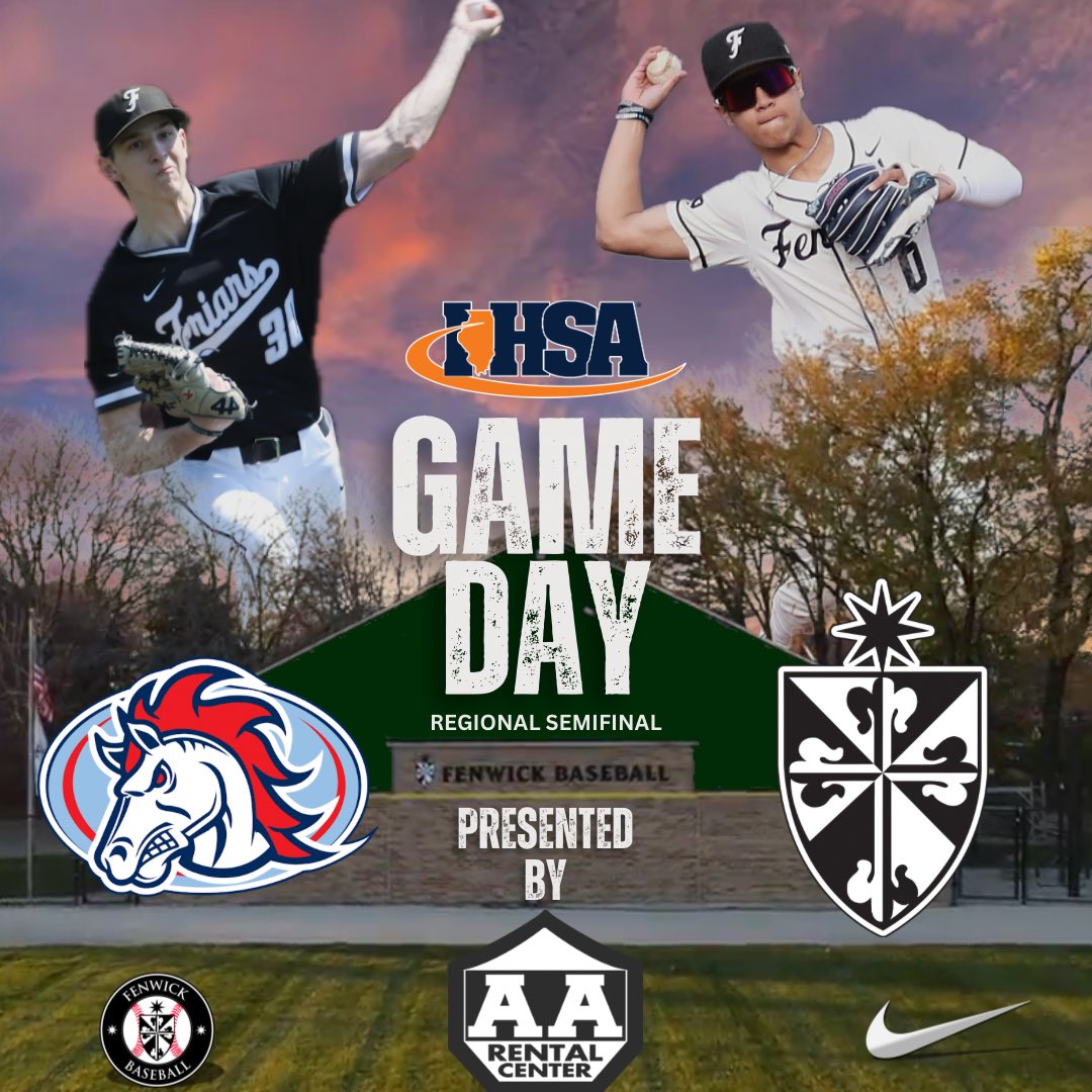 Fenwick/Kenwood
IHSA Regional Semifinal
⏰ 4:30 pm
📍Brother Rice 
#FenwickBaseball
