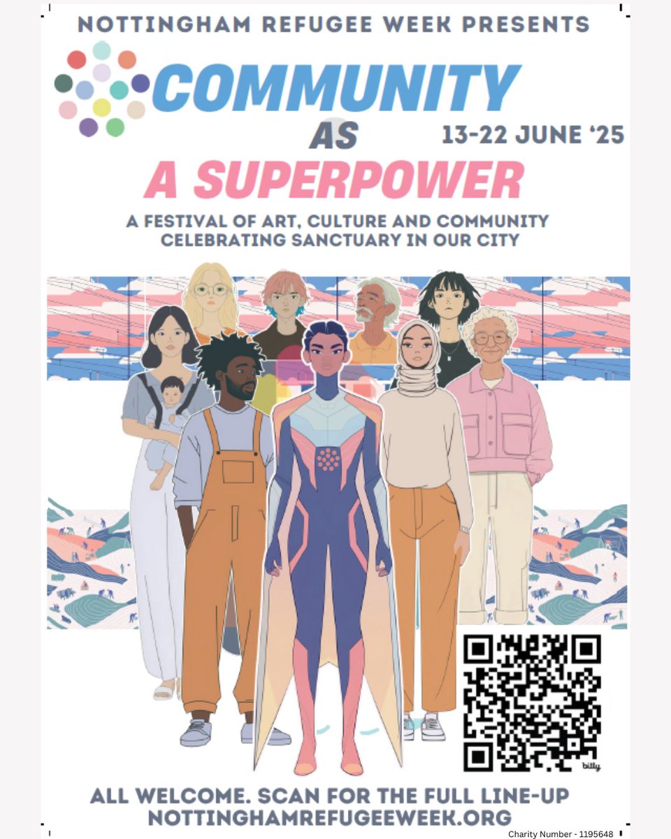 Nottingham Refugee Week
🗓️13–22 June 2025
A week of events to welcome, celebrate &amp; stand with people seeking asylum in Nottingham.
🎉Launch: Fri 13 June @ Nottingham Refugee Forum
Free food, music, yoga, crafts, info stalls &amp; family fun!
#refugeeweek2025 #nottinghamrefugeeweek