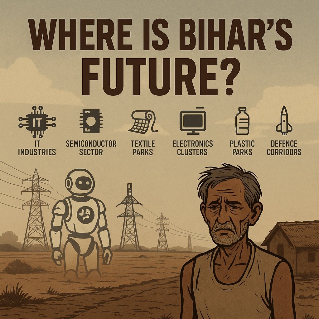 DrRanjanNishant's tweet image. No semiconductor plants, no textile parks, no major industries for Bihar!  While Gujarat and UP get mega projects, Bihar gets empty promises. Why the bias?
#BiharNeglected

#ModiFailsBihar