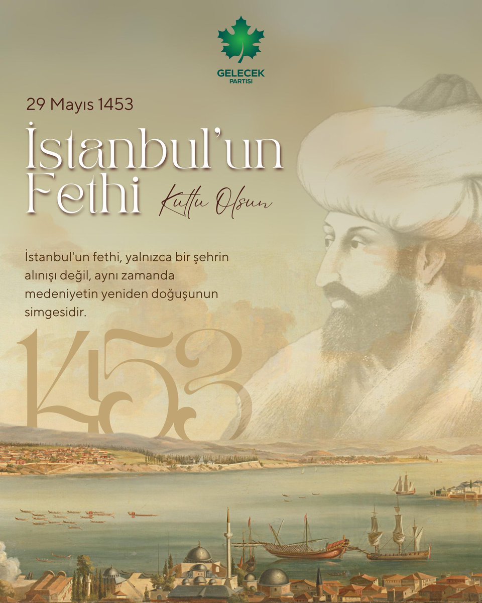 İstanbul’un Fethi Kutlu Olsun.

İstanbul’un fethi, sadece bir şehrin alınışı değil; aynı zamanda bir medeniyetin yeniden doğuşunun simgesidir.