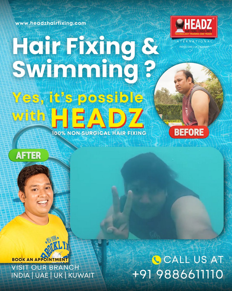 HeadzHairfixing's tweet photo. Yes, you can swim with it! 🏊‍♂️💦
Hair loss shouldn’t hold you back from doing what you love. With HEADZ 100% Non-Surgical Hair Fixing, dive in confidently—your hair stays flawless, even underwater! 🌊✨
#HairFixing #NonSurgicalHairFixing #SwimmingWithConfidence #HairConfidence https://t.co/NTKe75DNl6