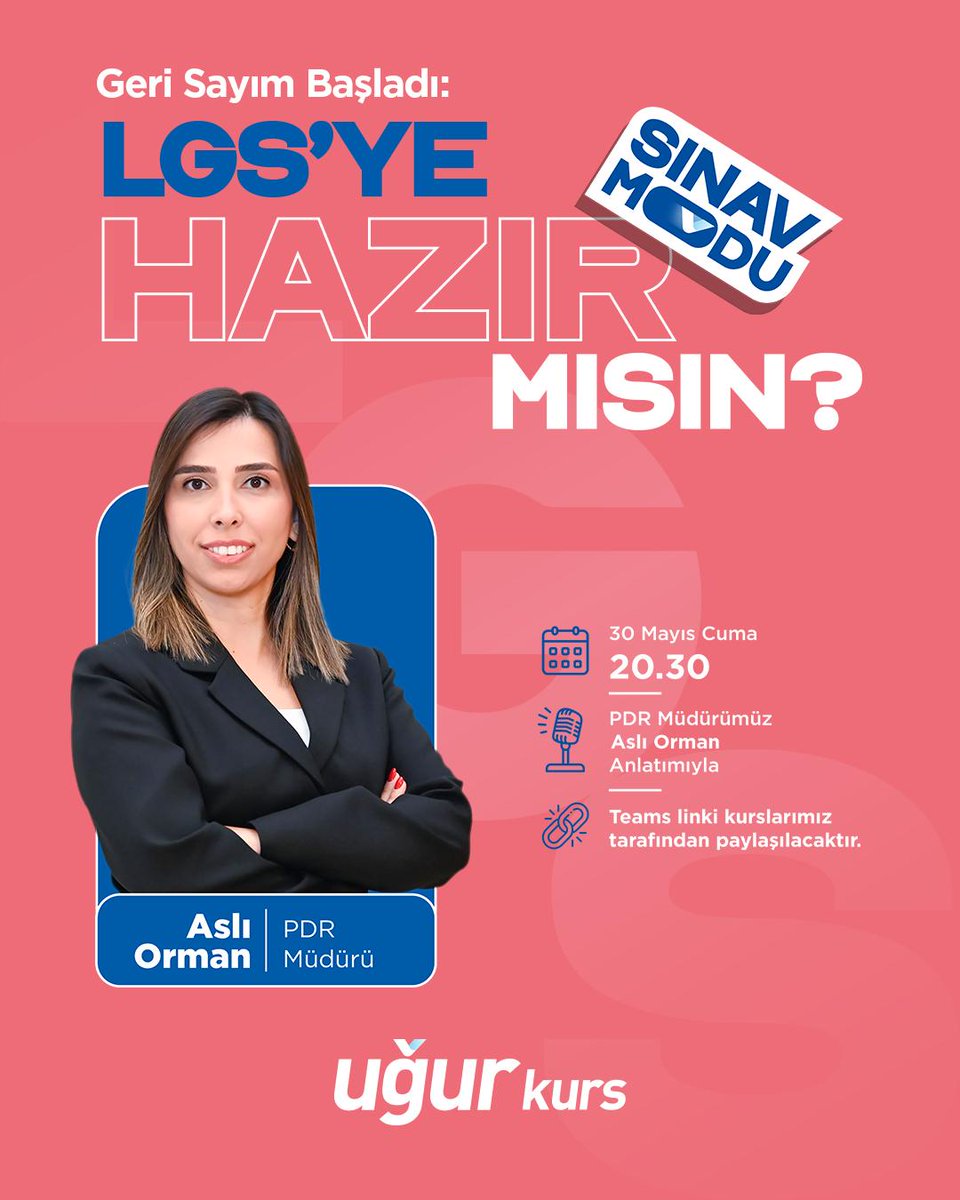 Geri Sayım Başladı! 🎯 LGS’ye hazır mısın? Sınav modunu açıyoruz! 💪📘

Sınav sadece öğrenciler için değil, veliler için de bir hazırlık sürecidir. Bu süreçte birlikte daha güçlü adımlar atmak mümkün!

Kaygıyı nasıl yönetiriz, motivasyonu nasıl canlı tutarız, sınav günü nasıl
