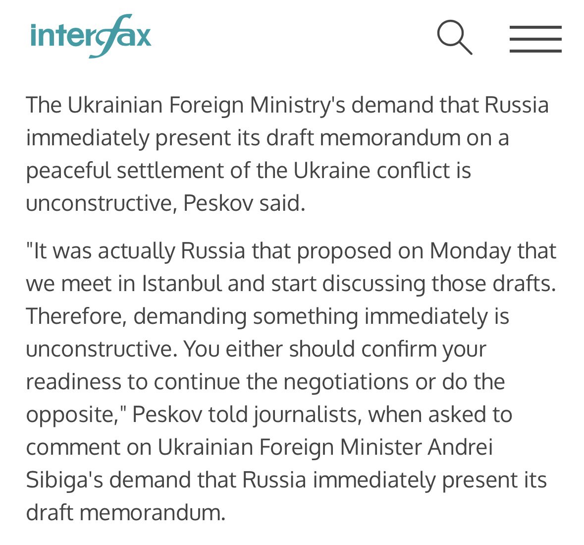 The Russians' fear of sending their "memorandum" to Ukraine suggests that it is likely filled with unrealistic ultimatums, and they are afraid of revealing that they are stalling the peace process. If not, they must pass the document immediately, as Foreign Minsiter