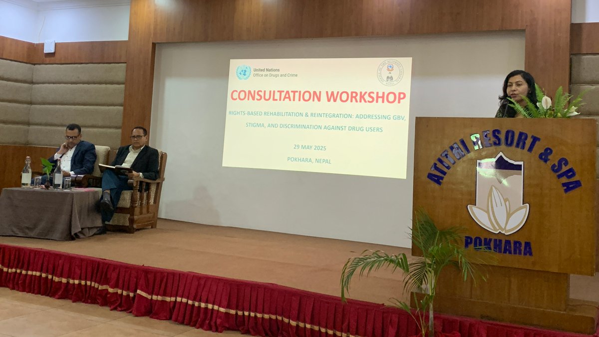 UNODC_ROSA's tweet photo. From Stigma to Support! 

In Nepal, @UNODC_ROSA &amp; the Attorney General’s Office convened women who use drugs &amp; key stakeholders to discuss &amp; advance rights-based rehab services, tackling stigma, violence &amp; discrimination.

Part of #UBRAF efforts towards #GlobalAIDSStrategy goals. https://t.co/UTNeVnKJGA