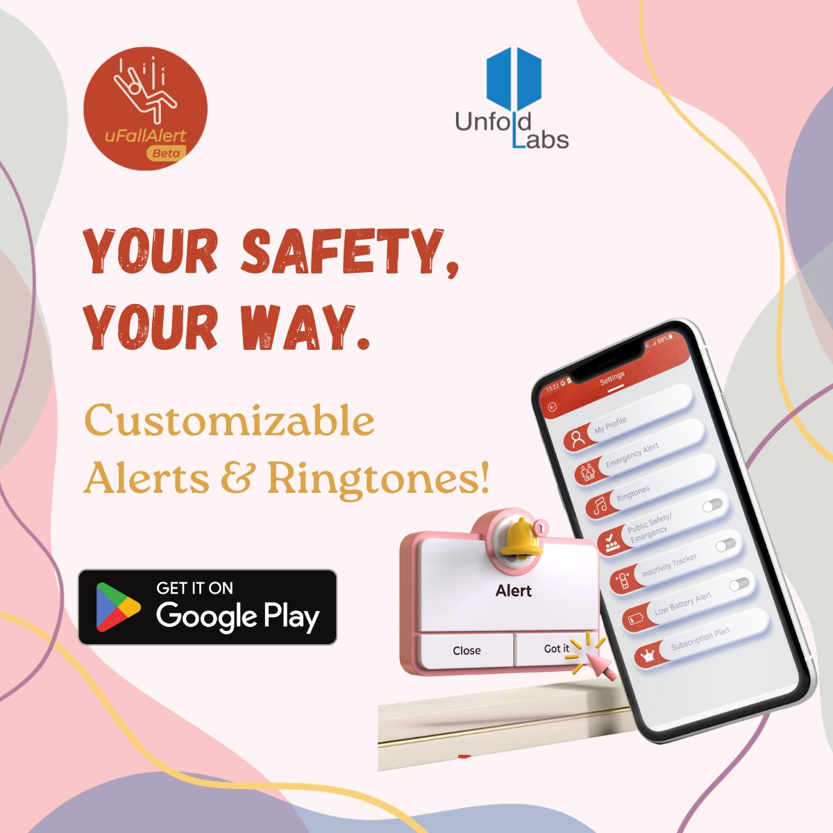 Your Safety, Your Way – Customizable Alerts &amp; Ringtones!

With #uFallAlert, safety isn’t just effective - it’s personalized! Customize your alert tones &amp; set the notifications that work best for you.

play.google.com/store/apps/det…

#FallDetection #SafetyFirst #uFallAlert #HealthTech