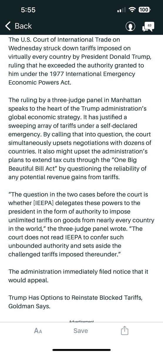 void_pool's tweet image. #LordVoidVentures 

Barrons: Trade Court Strikes Down Levies. What the White House Could Do Next.

Well I did not see this coming, let’s see if markets really believe they have a tariff break today