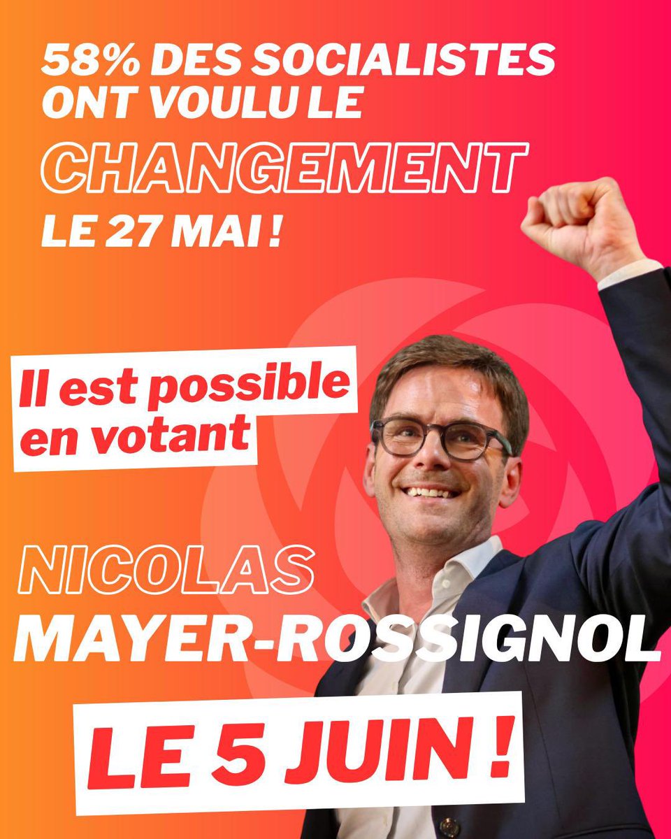 Nicolas Mayer-Rossignol (@nicolasmayernmr) on Twitter photo Jeudi 5 juin, la victoire est à portée de main ! Nous ne nous résignons pas à ce que le <a href="/partisocialiste/">Parti socialiste</a> perde des militants et soit en panne d’idées ! Mobilisons-nous pour faire de notre famille politique un parti qui bosse, qui réfléchit et propose, qui attire ! Jeudi 5 juin, la victoire est à portée de main ! Nous ne nous résignons pas à ce que le <a href="/partisocialiste/">Parti socialiste</a> perde des militants et soit en panne d’idées ! Mobilisons-nous pour faire de notre famille politique un parti qui bosse, qui réfléchit et propose, qui attire !