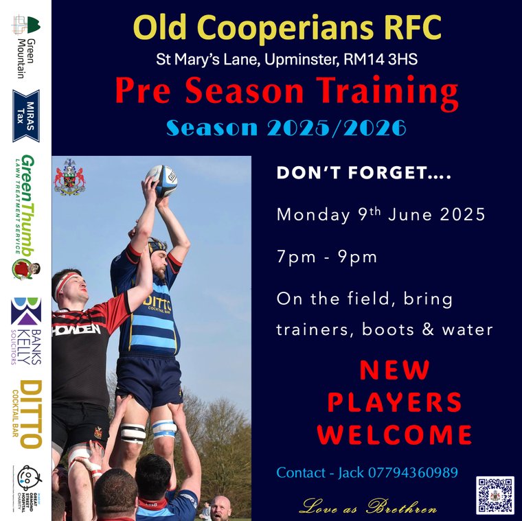 Don't forget... 
Seniors Pre Season Training!
oldcooperiansrfc.com/news/dont-forg…