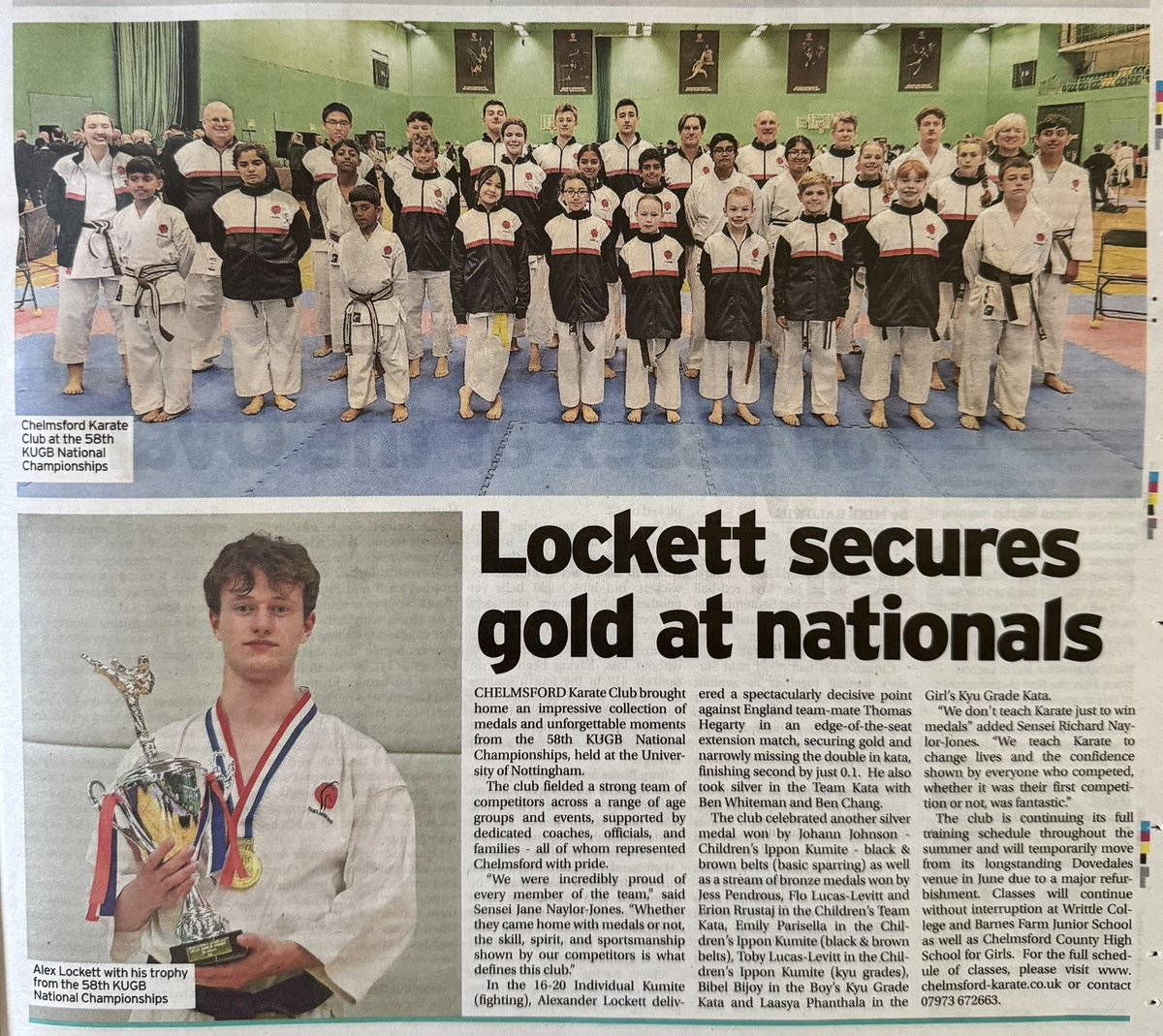 READ ALL ABOUT IT! We are in the <a href="/essexchronicle/">Essex Chronicle</a> today following <a href="/TheKUGB/">KUGB</a> National Championship success. Fantastic report on our medal winners. Well done #TeamChelmsford <a href="/ActiveEssex/">ActiveEssex</a> <a href="/ShotoTigers/">Shotokan Tiger Nation</a> <a href="/mariecgoldman/">Marie Goldman MP 🔶</a> <a href="/AngliaRuskin/">ARU</a> <a href="/CCHS4GPE/">CCHSPE</a> <a href="/RobertTheBrit/">Bob Massey</a> <a href="/ChelmsCouncil/">Chelmsford City Council</a> <a href="/BBCEssexSport/">BBC Sport Essex</a>