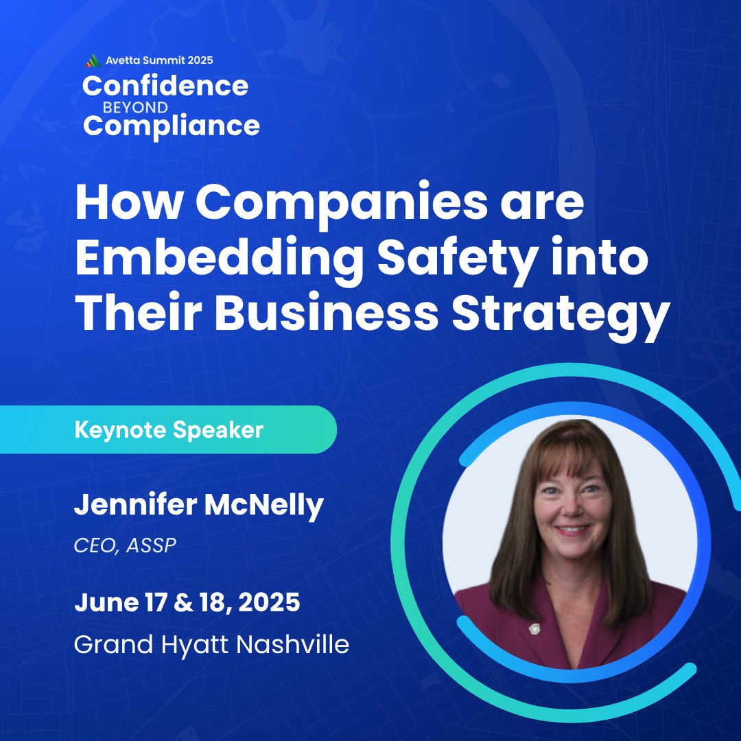We're proud to announce Jennifer McNelly, CEO of <a href="/ASSPSafety/">ASSP</a> as one of our keynote speakers at Avetta Summit Nashville!  See the full event lineup and register for the Summit here: bit.ly/3XXFsMD #AvettaSummit2025 #ConfidenceBeyondCompliance