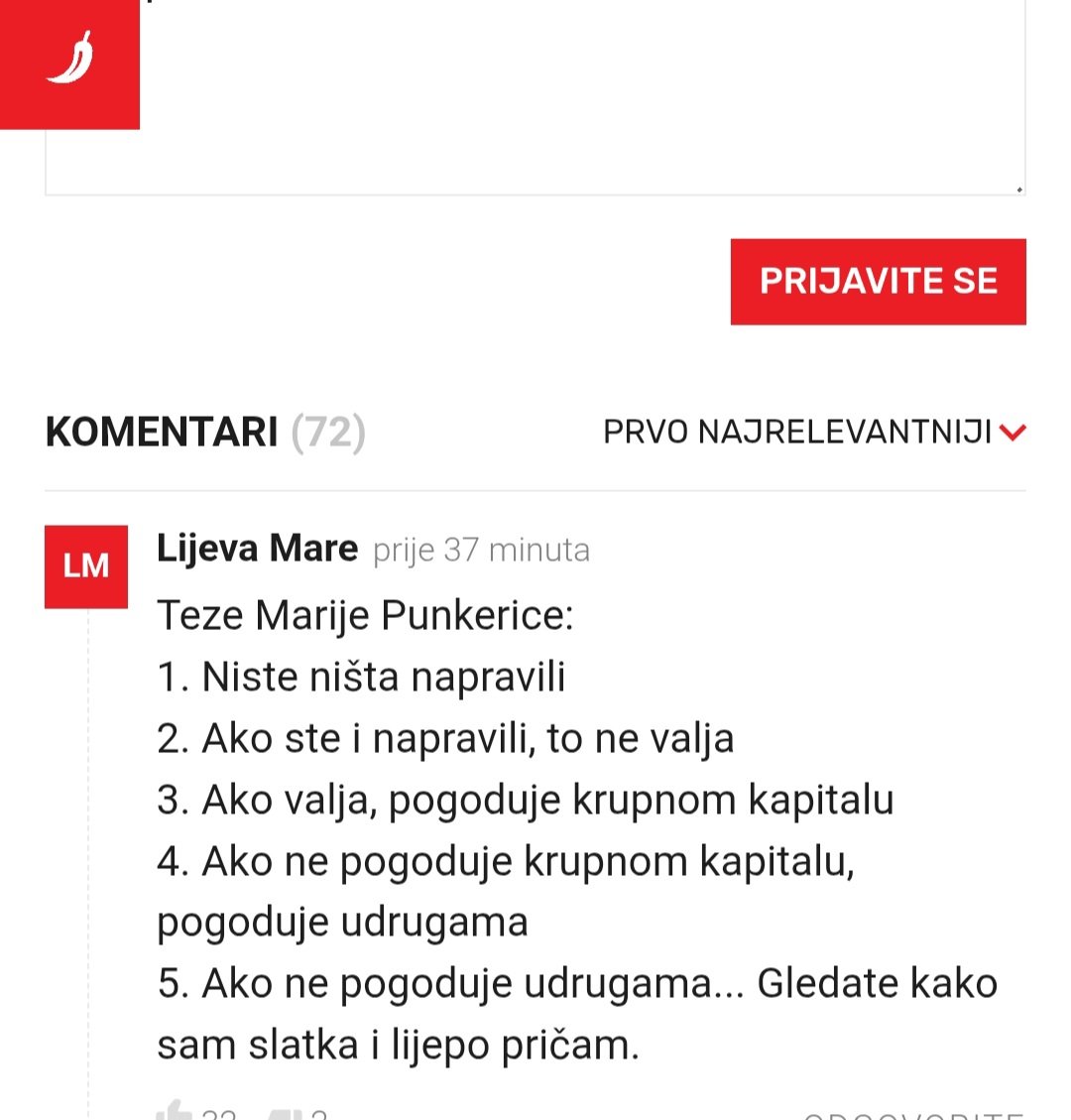 odličan komentar. lijeva mare o praznoj mariji. 😁