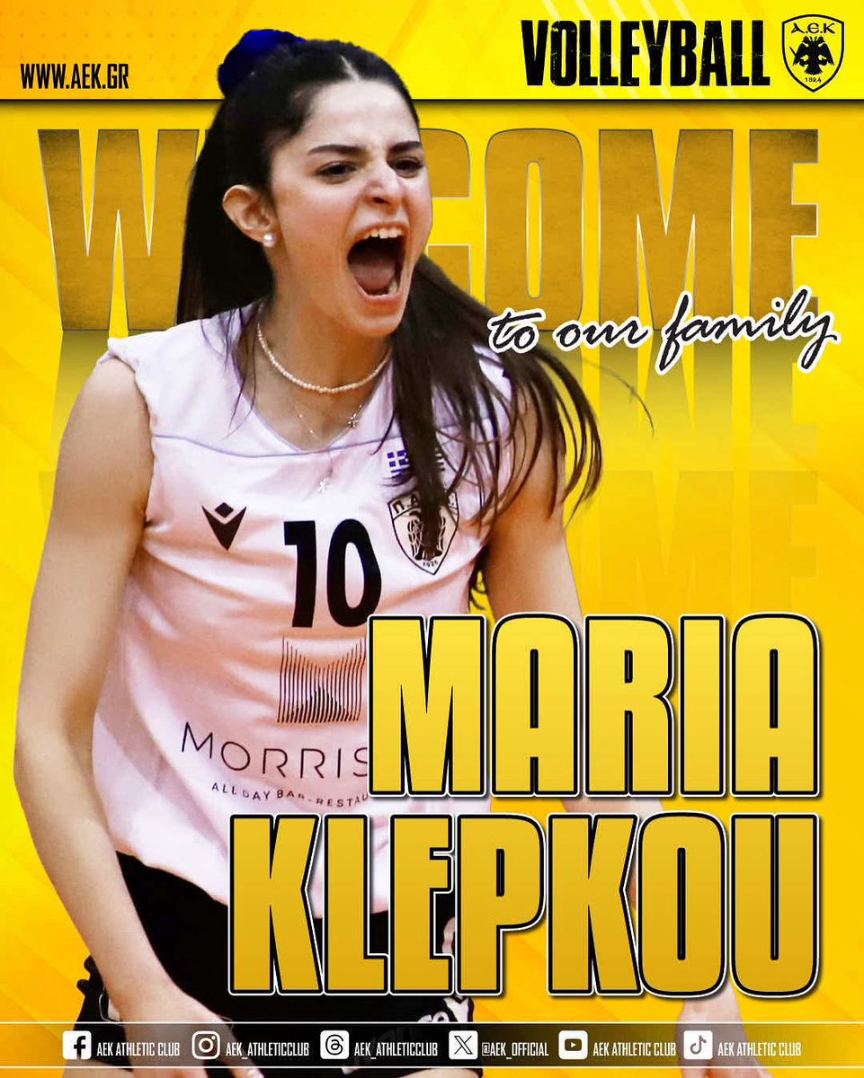 🏐 Η ΑΕΚ βρίσκεται στην ευχάριστη θέση να ανακοινώσει την έναρξη της συνεργασίας της με την Μαρία Κλέπκου!

🔗 Ολόκληρη η ανακοίνωση εδώ: aek.gr/enarxi-synerga…

#aek #aektransfer #aekwomenvolley #aekwomenvolleyball #aekfamily