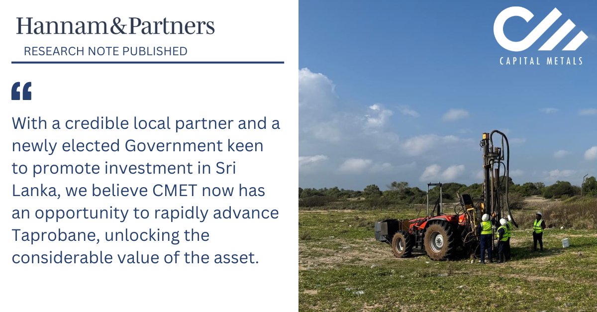 Analysts at broker Hannam &amp; Partners initiated coverage of #CMET this morn. noting our high-grade mineral sands project is set “to start build in 2025, meeting solid titanium pigment demand.”

Qualified investors can register &amp; access the report here: hannam.partners
