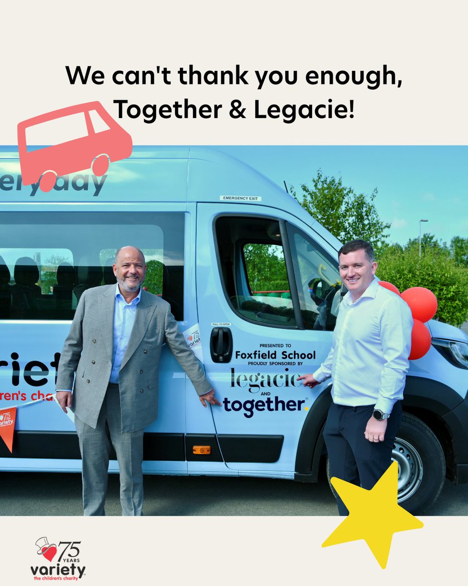 Foxfield School welcomed their new Variety Sunshine Coach, kindly sponsored by <a href="/Together_Money/">Together</a> and Legacie.
We can’t wait to see the smiles on their faces as they embark on new adventures!
Read all about this inspiring event here: variety.org.uk/news-item/danc…
