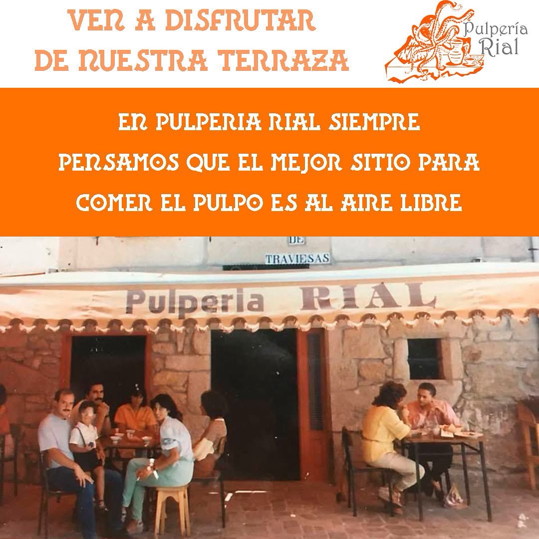 rialpulperia's tweet photo. Estos días de calor. A que apetece comer al aire libre?  Disfruta de nuestra terraza si andas por Padrón #pulperiarial https://t.co/xxfUZoOcMc