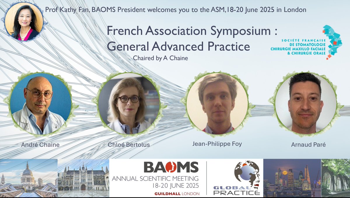 BAOMS (@baomsofficial) on Twitter photo The <a href="/SFSCMFCO/">SFSCMFCO</a> will be present at #BAOMS2025 with <a href="/AndreChaine/">André Chaîne</a>, Chloe Bertolus, Jean Philippe Foy & Arnaud Paré. Let's see what they do across the channel!
Find out more: baoms.org.uk/professionals/…
#omfs #conferene #GlaobalPractice
<a href="/KathyFanSurgeon/">Prof KathyFan PhD, FRCSEd, FDS RCSEng, FRCS OMFS</a>, <a href="/jtg_baoms/">Junior Trainee Group - BAOMS</a> & <a href="/FitOmfs/">OMFS FiT</a> The <a href="/SFSCMFCO/">SFSCMFCO</a> will be present at #BAOMS2025 with <a href="/AndreChaine/">André Chaîne</a>, Chloe Bertolus, Jean Philippe Foy & Arnaud Paré. Let's see what they do across the channel!
Find out more: baoms.org.uk/professionals/…
#omfs #conferene #GlaobalPractice
<a href="/KathyFanSurgeon/">Prof KathyFan PhD, FRCSEd, FDS RCSEng, FRCS OMFS</a>, <a href="/jtg_baoms/">Junior Trainee Group - BAOMS</a> & <a href="/FitOmfs/">OMFS FiT</a>