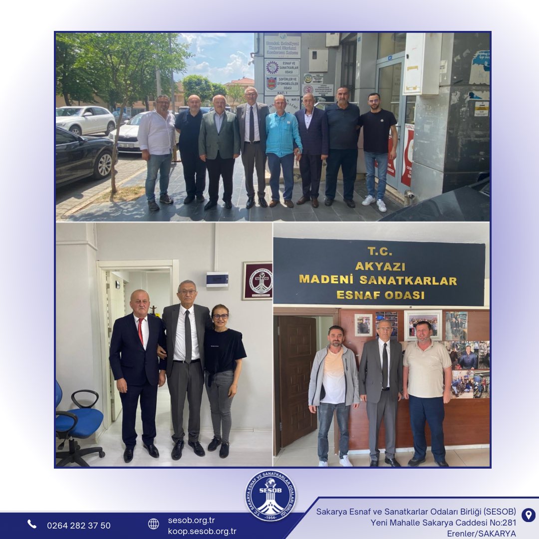 Birliğimize bağlı, Karapürçek, Akyazı ve Hendek bölgelerinde bulunan Meslek odalarımıza ziyarette bulunduk. 
Kendilerine misafirperverliklerinden dolayı teşekkür ediyoruz.