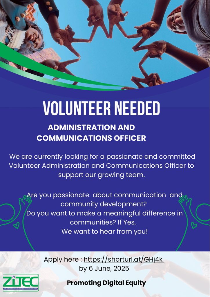 Opportunity alert❗️❗️

Are you passionate about communication for development? Do you want to make meaningful difference ? If Yes, here is an opportunity to grow your impact. 

Apply here by 6 June 2025

docs.google.com/forms/d/e/1FAI…