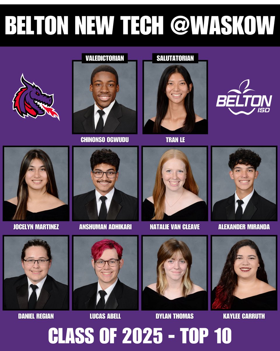 BeltonISD (@beltonisd) on Twitter photo It’s been a week since graduation, but we’re still deep in our graduation era—celebrating the Top 10 grads from <a href="/BeltonHS/">BeltonHS</a>, <a href="/LakeBeltonHS/">Lake Belton High School</a> & <a href="/BNTHW/">Belton New Tech High</a>!
You earned this through every late night and early morning. We’re proud of all you’ve achieved and excited for what’s next.🎓 It’s been a week since graduation, but we’re still deep in our graduation era—celebrating the Top 10 grads from <a href="/BeltonHS/">BeltonHS</a>, <a href="/LakeBeltonHS/">Lake Belton High School</a> & <a href="/BNTHW/">Belton New Tech High</a>!
You earned this through every late night and early morning. We’re proud of all you’ve achieved and excited for what’s next.🎓
