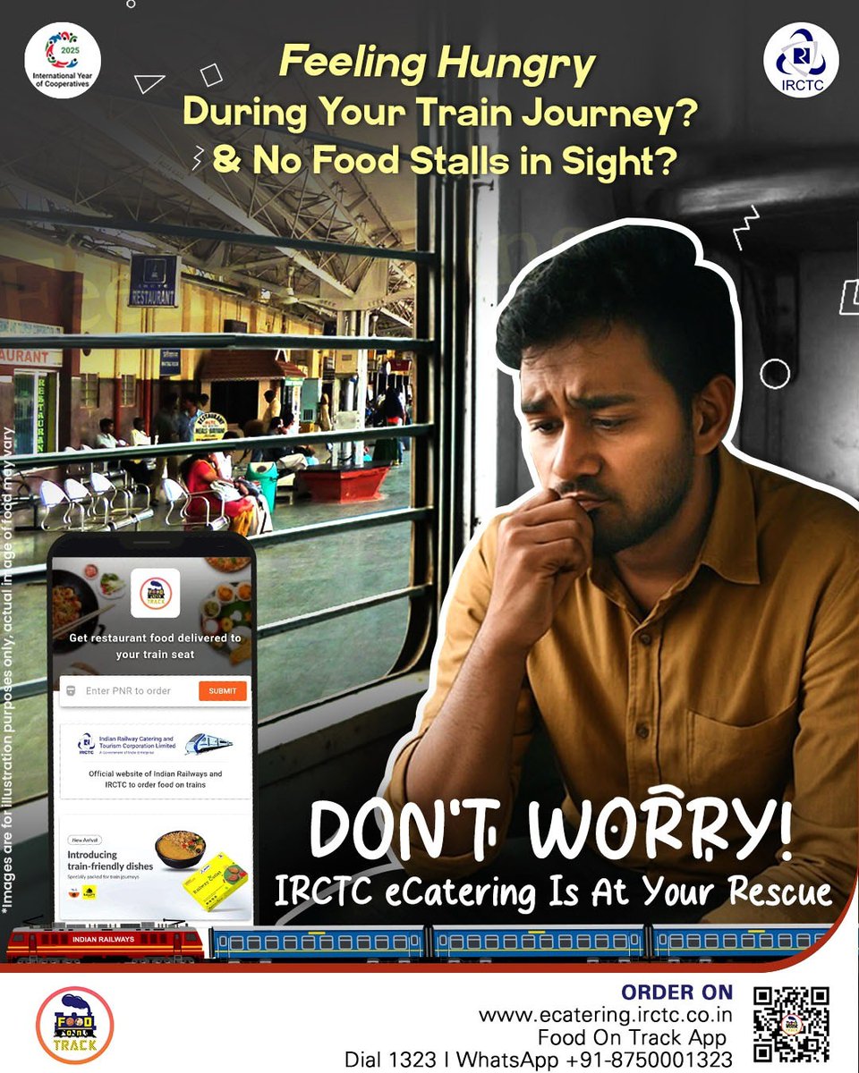 Train journey taking a little longer than expected? Turn it into a delicious opportunity with IRCTC eCatering! Whether you're in the mood for a hot Cutlet or a comforting thali, your favorite meals are just a few taps away,

Order Now!
🌐 ecatering.irctc.co.in
📲 Install