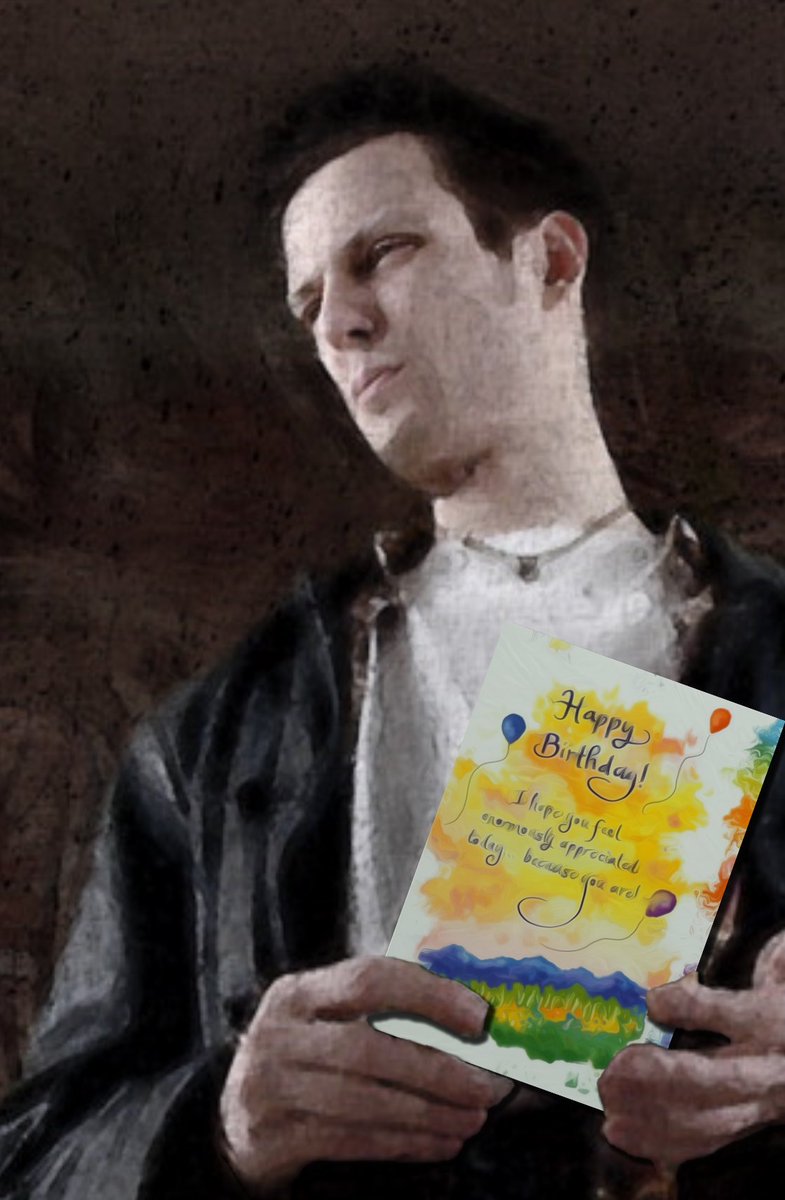Today is my birthday and in keeping with tradition, I have made another low-quality Max Payne image

this time he's bringing me a birthday card