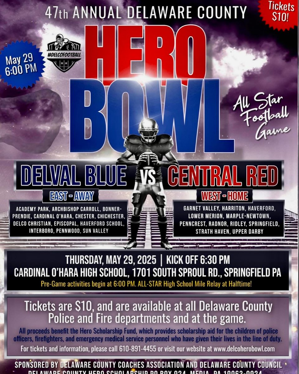 HERO BOWL TONIGHT!!  One last hurrah for 7 of our Seniors in the Garnet and White!  Good luck to Aidan Bendo, Brayden Green, Caden Koehler, Caden Olinger, Joe Anzalone, Nolan Carroll, and Brendan McDermott!   game starts at 6:30 at Cardinal O'Hara!  Go Jags!  Go Central League!